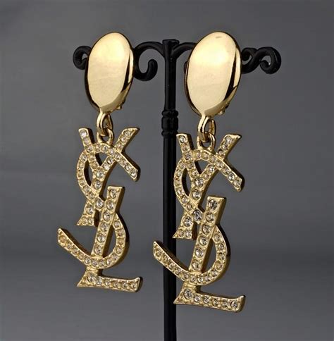 ysl esrings|YSL rhinestone earrings.